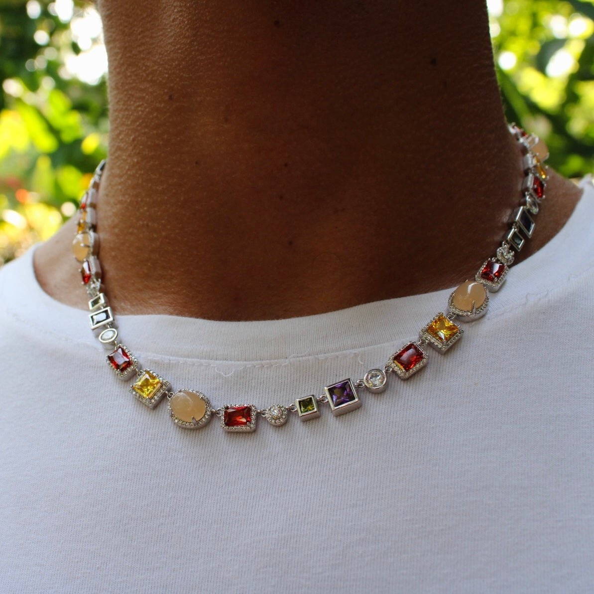 COLLIER DE GEMMES - ARGENT - SAINT LEONE