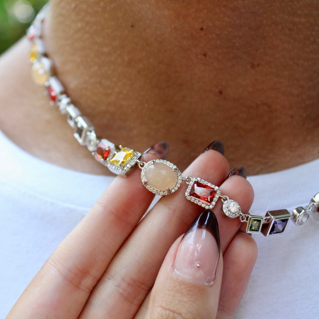 COLLIER DE GEMMES - ARGENT - SAINT LEONE