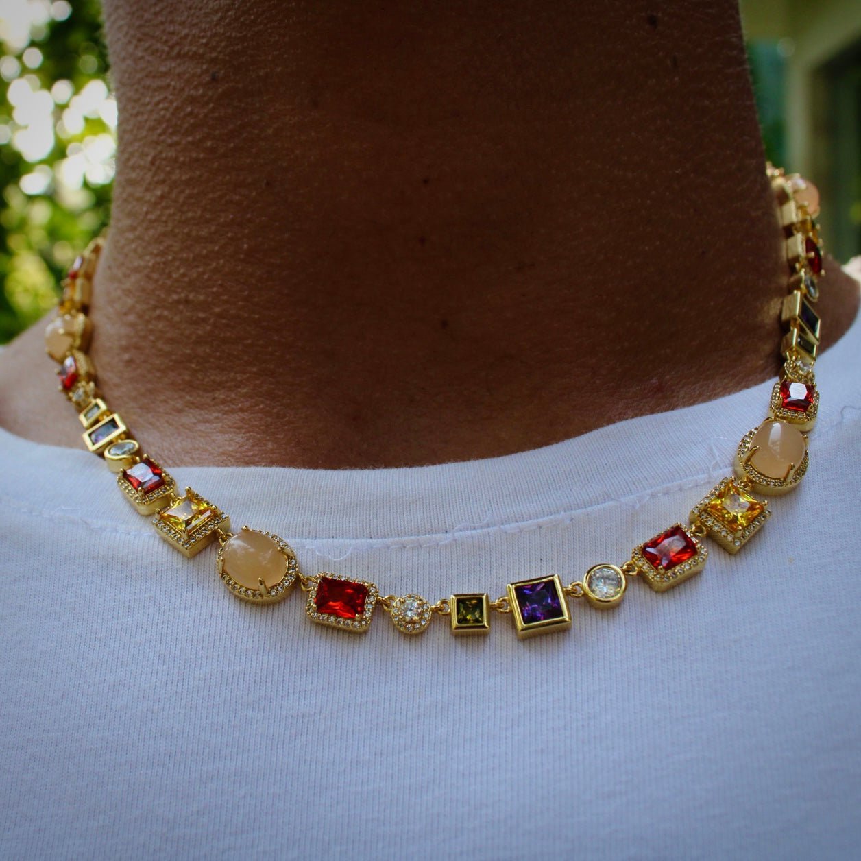 COLLIER DE GEMMES - OR - SAINT LEONE